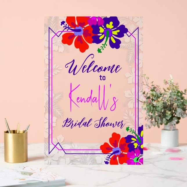 Purple Hibiscus Bridal Shower Welcome (Mariage)