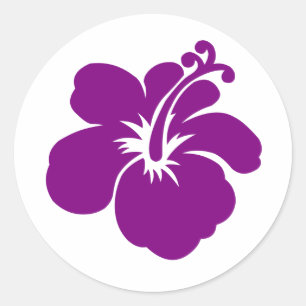 purple hibiscus flower classic round sticker