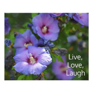 Purple Hibiscus Garden Flowers Motivational Photo Print