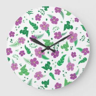Purple Hibiscus Large Clock