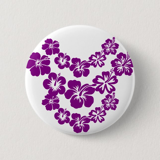 Purple hibiscus leis 2 inch round button (Front)