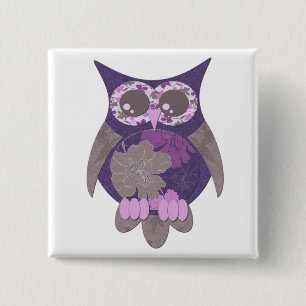 Purple Hibiscus Owl Button