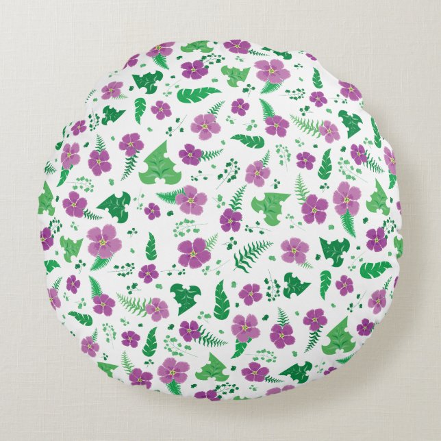 Purple Hibiscus Round Pillow (Front)