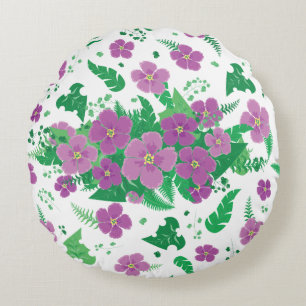 Purple Hibiscus Round Pillow