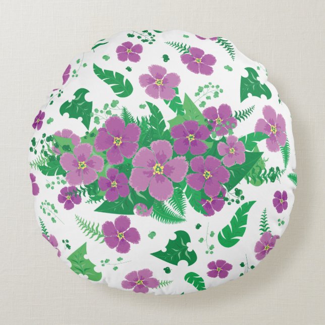 Purple Hibiscus Round Pillow (Front)