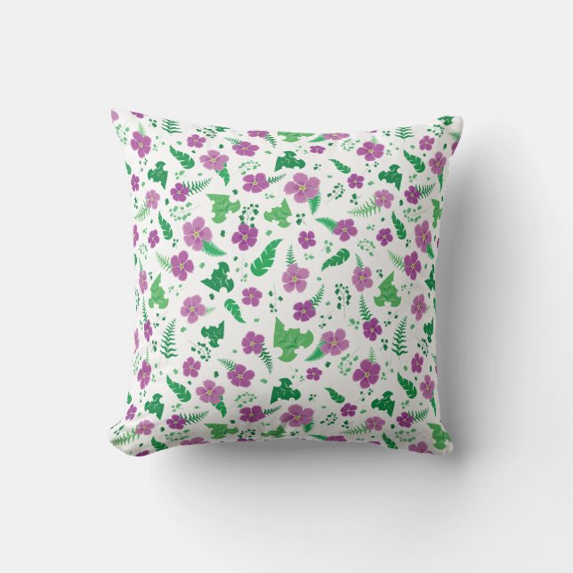 Purple Hibiscus Throw Pillow (Front)