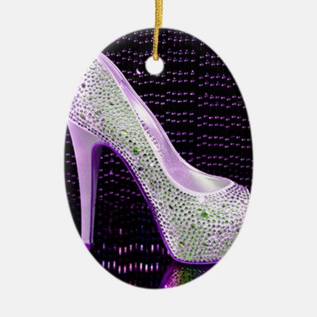 Purple High Heel Ceramic Ornament (Front)