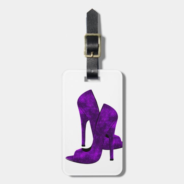Purple High Heel Shoes Luggage Tag (Front Vertical)