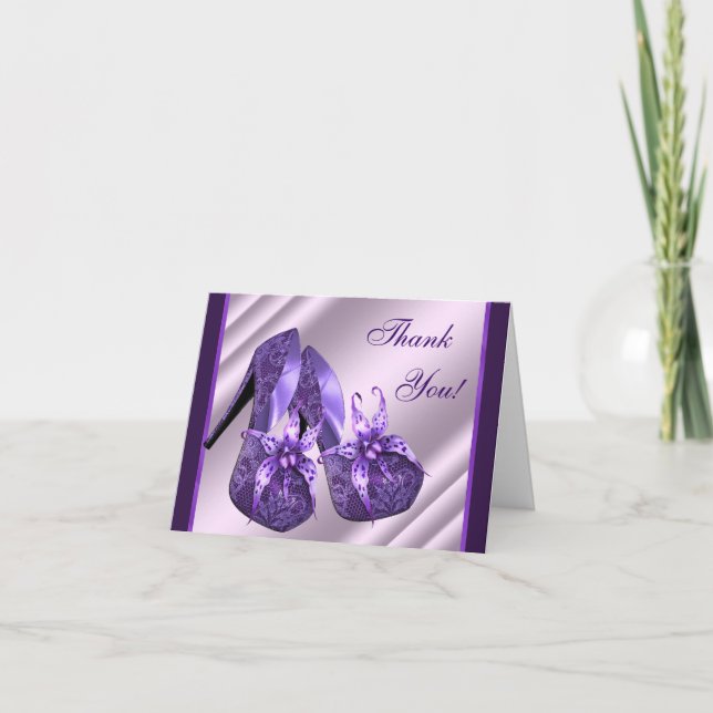 Purple High Heel Shoes Thank You Cards (Front)