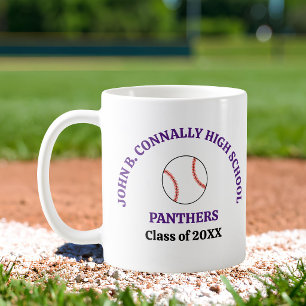 Purple High School Baseball Player Personalized Coffee Mug