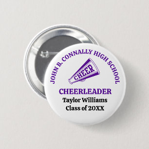 Purple High School Cheerleader Personalized 2 Inch Round Button