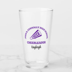 Purple High School Cheerleader Personalized Glass