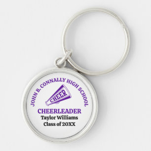 Purple High School Cheerleader Personalized Keychain