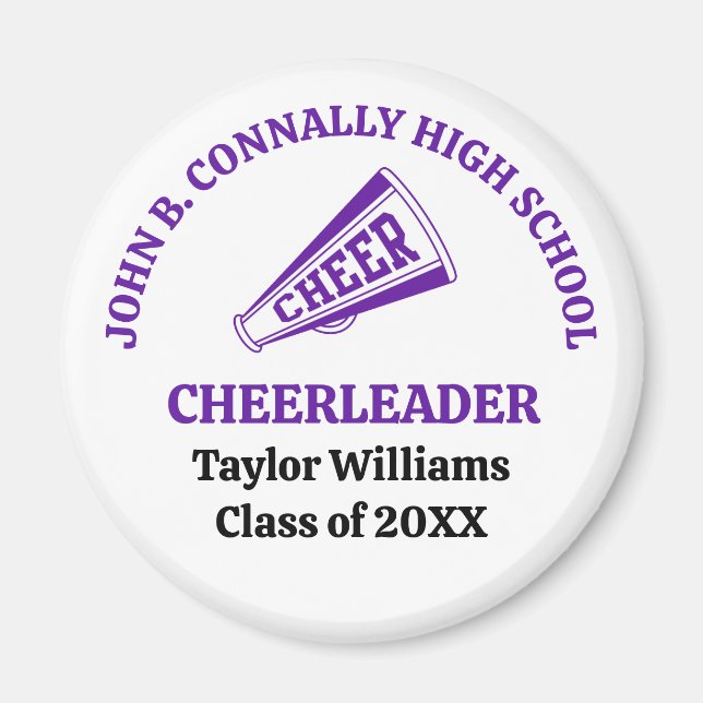Purple High School Cheerleader Personalized Magnet (Front)