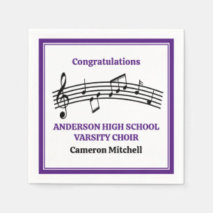 Purple High School Choir Custom Party Napkin