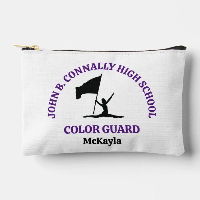 Purple High School Colour Guard Personalized Accessory Pouch (Front)