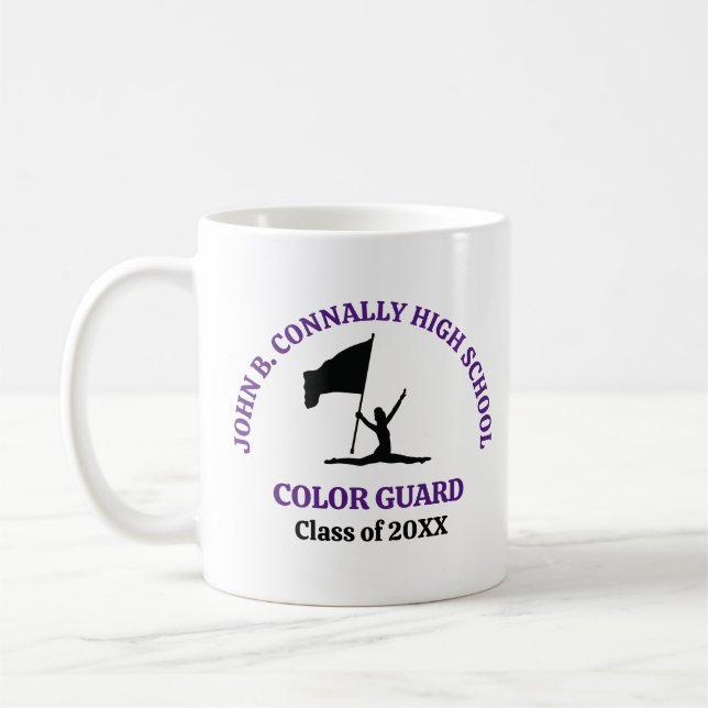 Purple High School Colour Guard Personalized Coffee Mug (Left)