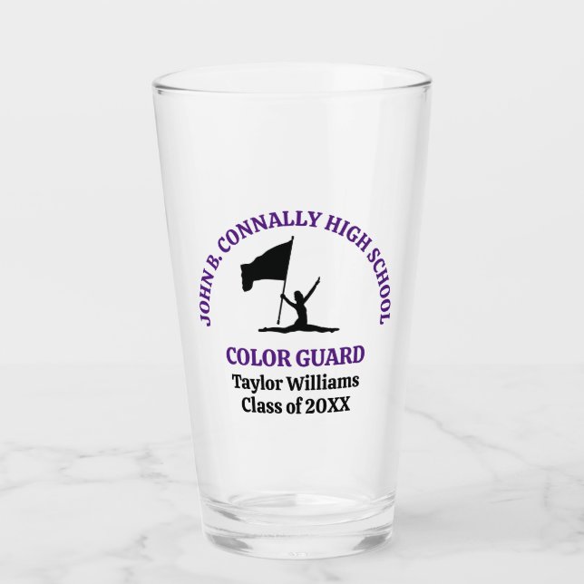 Purple High School Colour Guard Personalized Glass (Front)