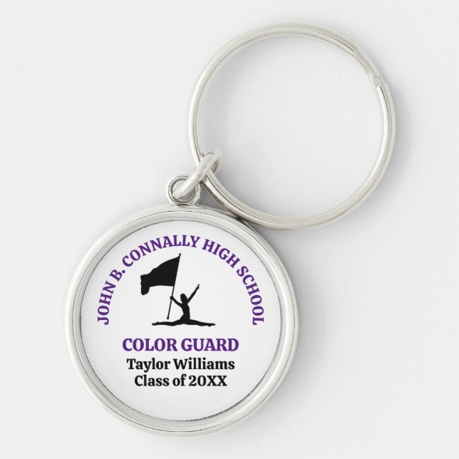 Purple High School Colour Guard Personalized Keychain (Front)