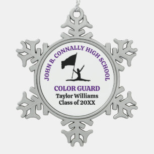 Purple High School Colour Guard Personalized Snowflake Pewter Christmas Ornament