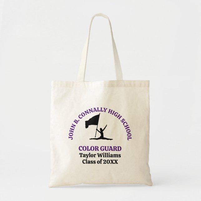 Purple High School Colour Guard Personalized Tote Bag (Front)