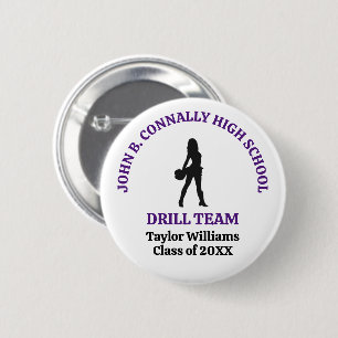 Purple High School Drill Team Dancer Personalized 2 Inch Round Button