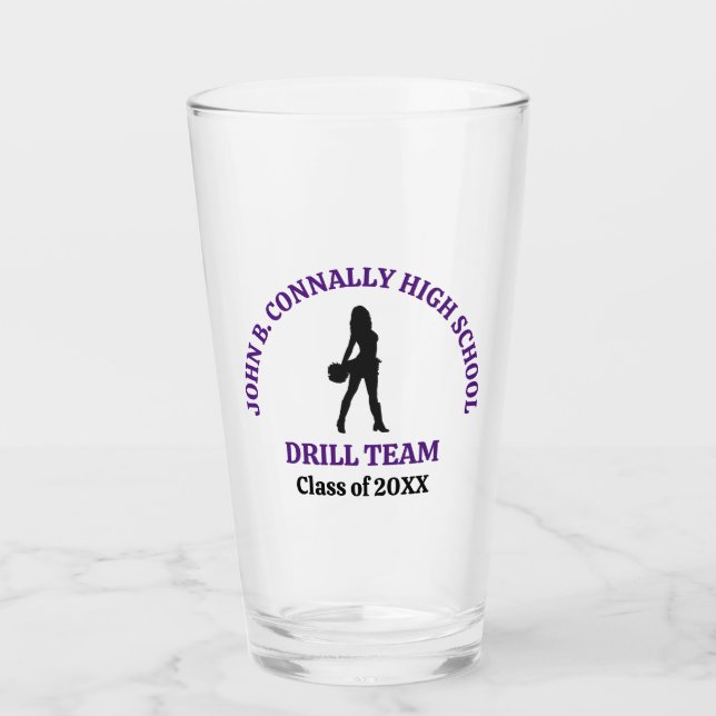 Purple High School Drill Team Dancer Personalized Glass (Front)