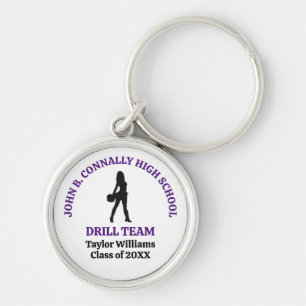 Purple High School Drill Team Dancer Personalized Keychain