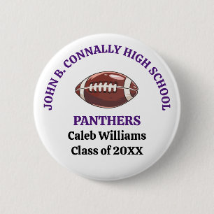 Purple High School Football Team Customized 2 Inch Round Button