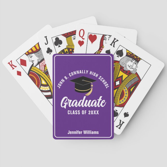 Purple High School Graduate Custom 2026 Graduation Playing Cards (Back)