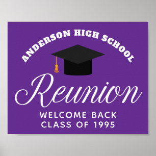 Purple High School Reunion Custom Alumni Welcome Poster