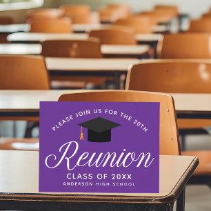 Purple High School Reunion Custom Party Postcard