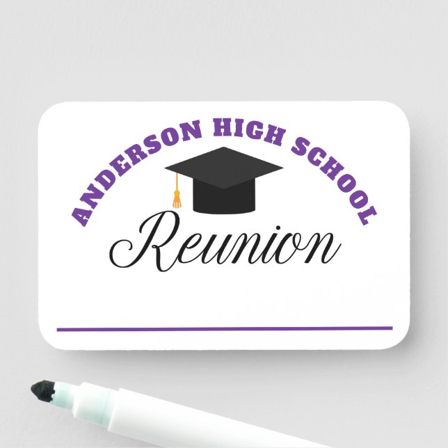 Purple High School Reunion Personalized Name Tag (In Situ)
