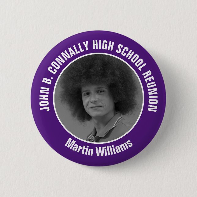 Purple High School Reunion Yearbook Photo 2 Inch Round Button (Front)