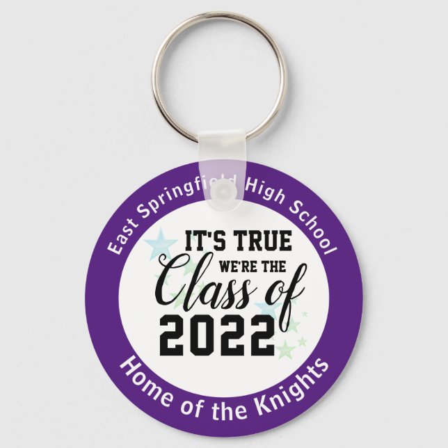 Purple High School Senior Class Gift Ideas  Keychain (Front)