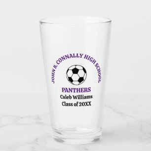 Purple High School Soccer Team Personalized Glass