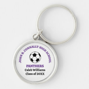 Purple High School Soccer Team Personalized Keychain