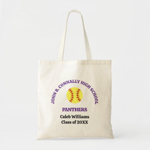 Purple High School Softball Team Personalized Tote Bag
