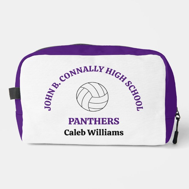 Purple High School Volleyball Player Personalized Dopp Kit (Front)