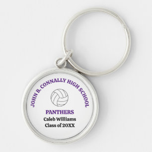 Purple High School Volleyball Player Personalized Keychain