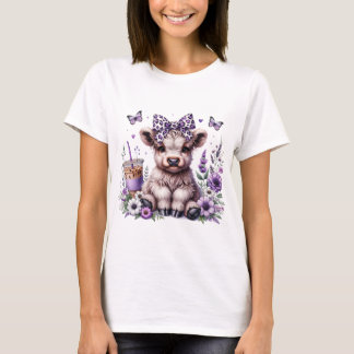 Purple Highland Cow Tshirt