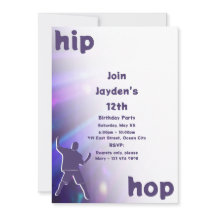 Purple Hip-Hop Dance 12ème anniversaire Invitation
