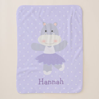 Purple Hippo Ballerina baby girl's Sherpa Blanket