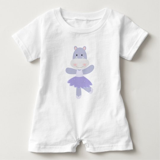 Purple Hippo Ballerina Baby Romper
