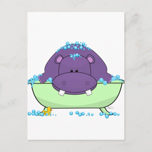 Purple_Hippo_Bath.png Postcard (Front)
