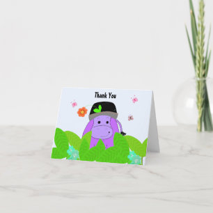 Purple Hippo Thank You Card