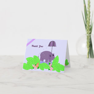 Purple Hippo Thank You Card