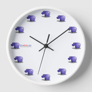 Purple Hippo Wall Clock