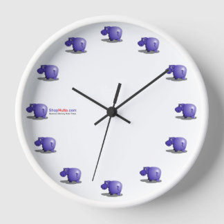 Purple Hippo Wall Clock