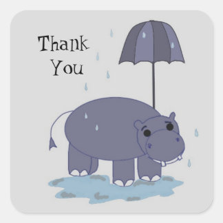 Purple HippoThank You Square Sticker